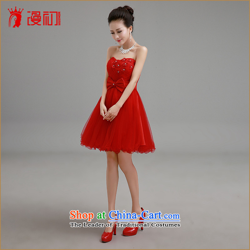 In the early 2015 new man anointed chest bride dresses red short of bridesmaids marriage bows services with small red  XXL, dress early man , , , shopping on the Internet