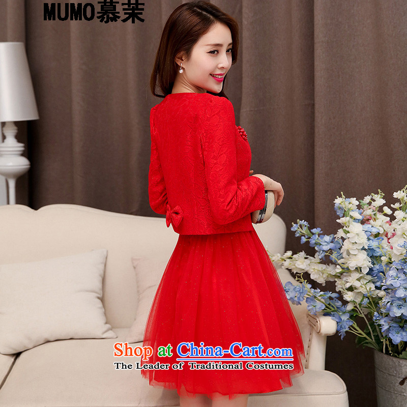 The recipient-spring and autumn 2015 Winter Female new two kits OSCE root yarn wedding dresses, small short skirt evening dress performances bride services bridesmaid dresses drink red XL, better energy (MUMO) , , , shopping on the Internet