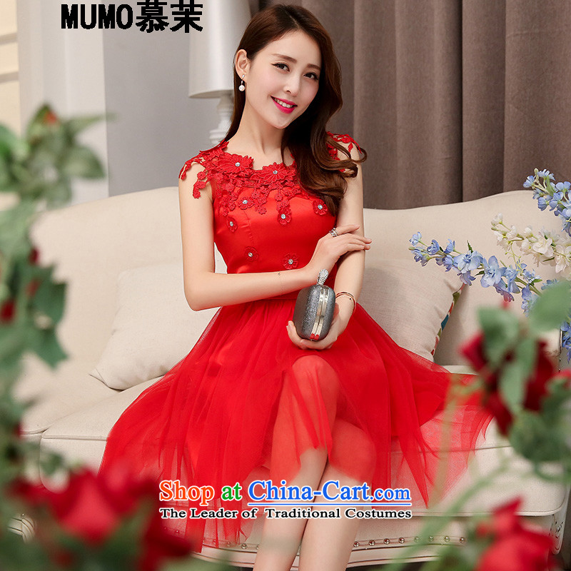 The recipient in the autumn 2015 Women's new lace wedding dresses OSCE root of small embroidered short sleeveless evening dress skirt performances followed bridesmaid service bridal dresses female RED M, better energy (MUMO) , , , shopping on the Internet