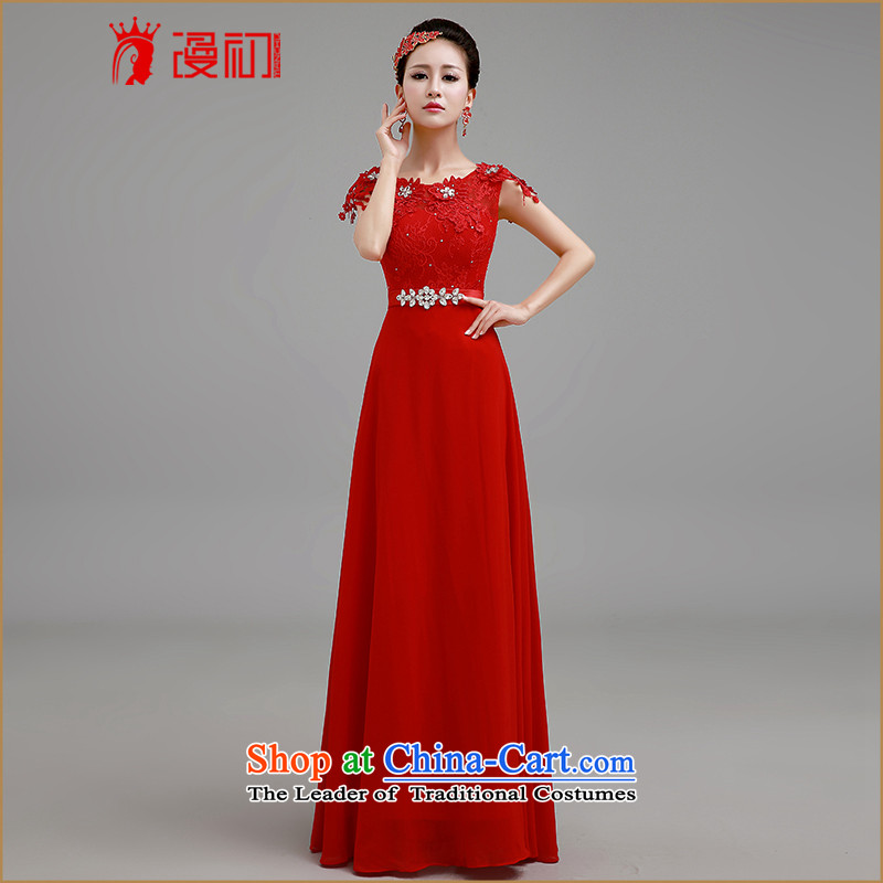 In the early 2015 new man wedding dresses red long gown marriages a shoulder dress field service bows red? S