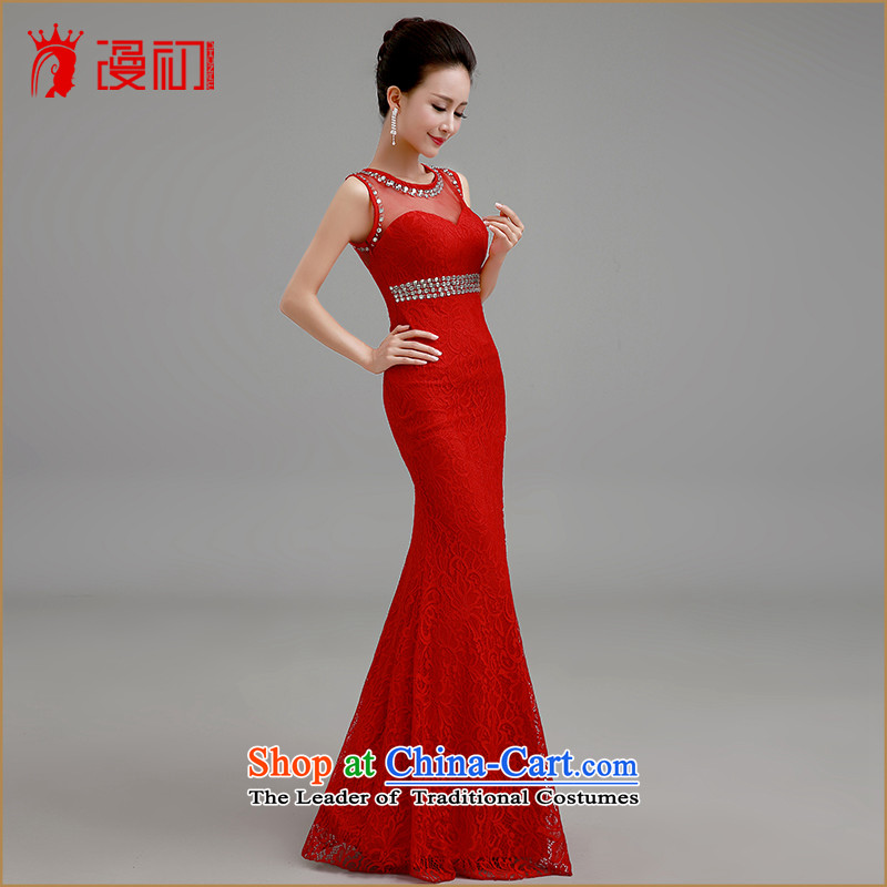 In the early 2015 new man wedding dresses long dresses marriages bows services under the auspices of lace evening dress RED M early man , , , shopping on the Internet