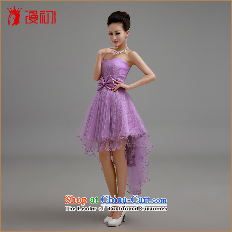 In the early 2015 new definition of small dress wiping the chest lace front stub long after bridesmaid small dress bon bon skirt straps small dress sister skirt bridesmaid serving a light purple  XL, Early Man , , , shopping on the Internet