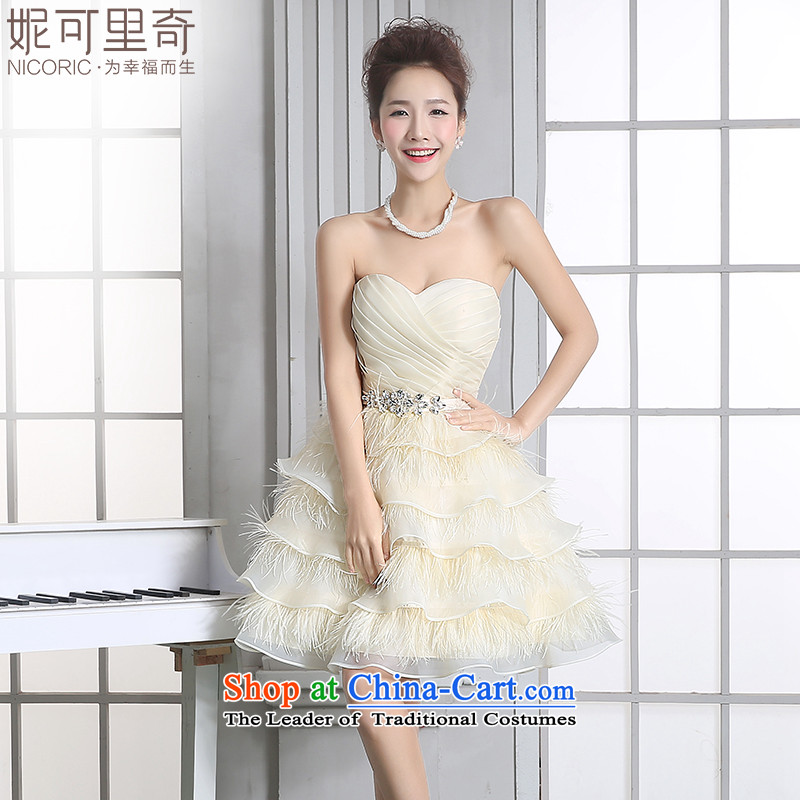Kidman, 2015 autumn and winter new bride stylish short, champagne color bridesmaid to dress and chest service women marry bows?XXL_ champagne color graphics thin dress_