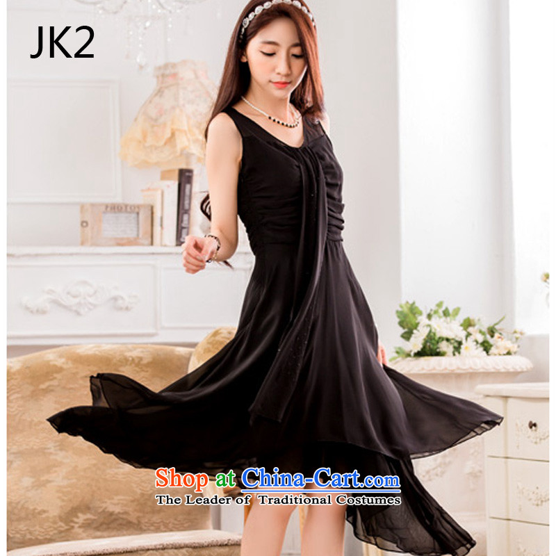  The Korean version of the elegant hot JK2 drill video does not rule under the thin ribbons chiffon large dresses dress 9832 Black XL,JK2.YY,,, shopping on the Internet
