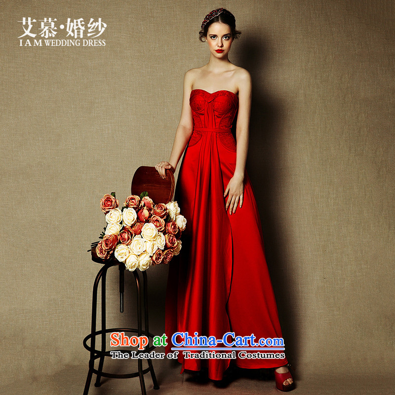 The wedding dresses HIV NEW 2015 Red Su red word crowsfoot shoulder bows services drop off services dress redS