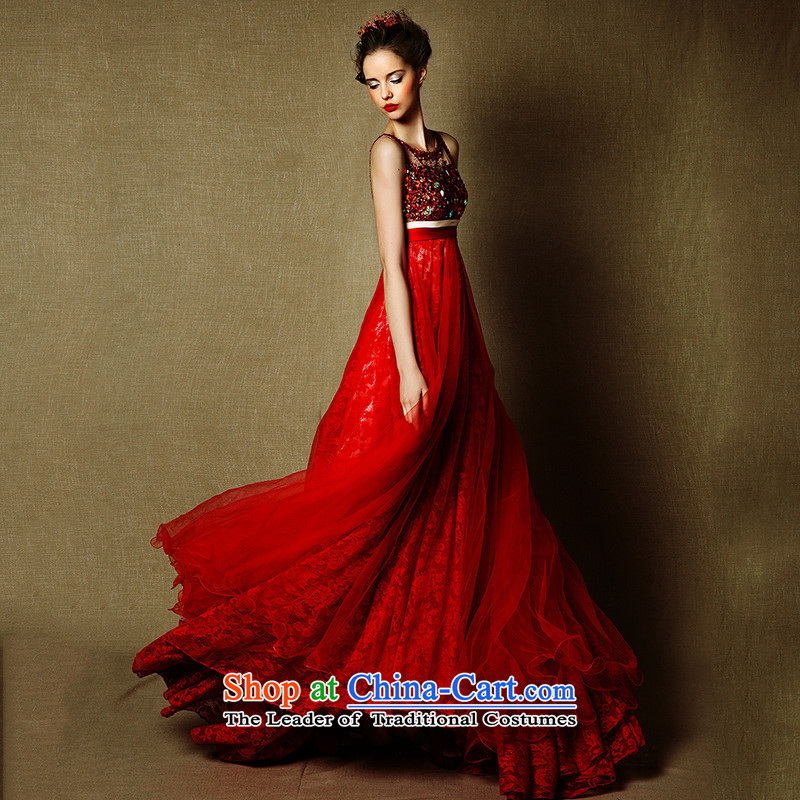 The 2015 new HIV wedding Mass hung lace shoulders tail dinner dress uniform elegant bridal dresses drink red S, HIV in , , , shopping on the Internet