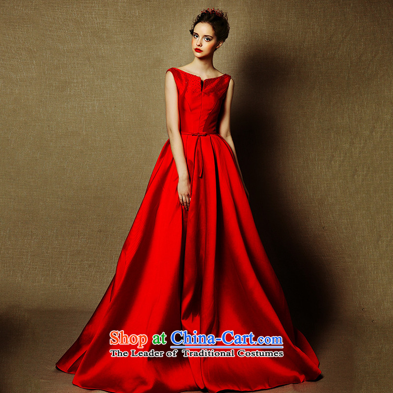 The wedding dresses HIV NEW 2015 Lanneau Red slotted shoulder Length Of Tail bows to dress , the red HIV shopping on the Internet has been pressed.