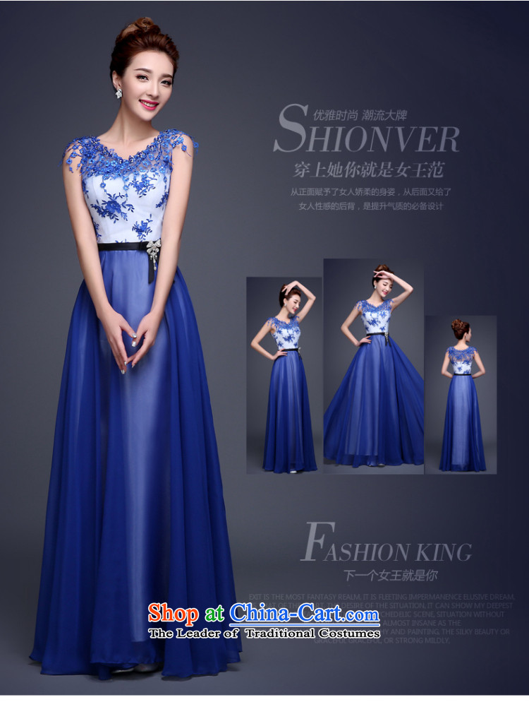 Lily Dance evening dresses long 2015 new Korean fashion Sau San Po blue banquet performances dress moderator evening dresses and winter field shoulder blue S picture, prices, brand platters! The elections are supplied in the national character of distribution, so action, buy now enjoy more preferential! As soon as possible.