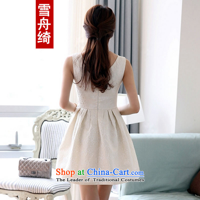 Snow boat spring and summer 2015 as the new Korean sweet stamp V-neck in the Sau San bridesmaid dress dresses Q5488 m White Snow boat as (L, XUEZHOUQI shopping on the Internet has been pressed.)