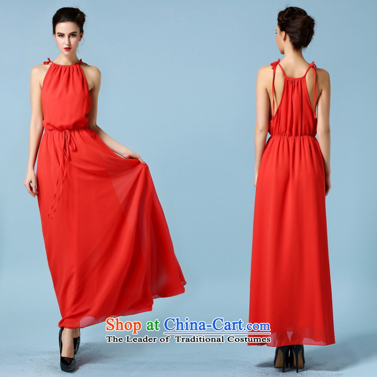 Rui, 2015 New sexy publicity related) Festival dress skirt Foutune of pure color dual lacing dresses dragging vest skirt the red-orange XL Photo, prices, brand platters! The elections are supplied in the national character of distribution, so action, buy now enjoy more preferential! As soon as possible.