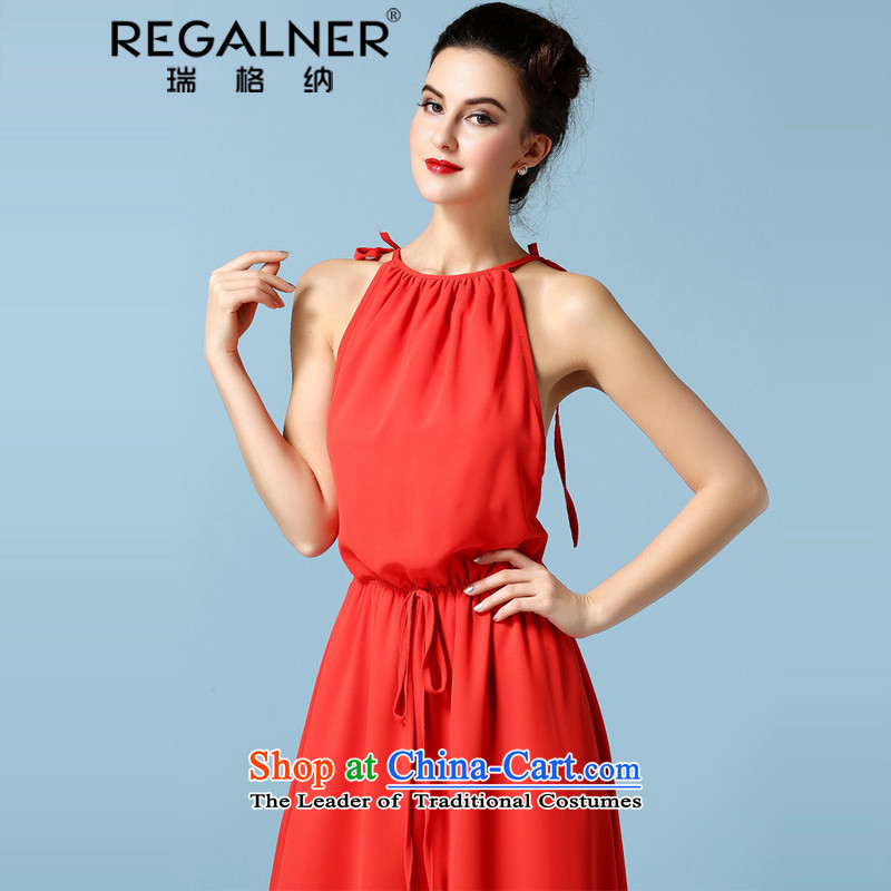 Rui, 2015 New sexy publicity related) Festival dress skirt Foutune of pure color dual lacing dresses dragging vest skirt the red-orange XL, Wagner (REGALNER rui) , , , shopping on the Internet