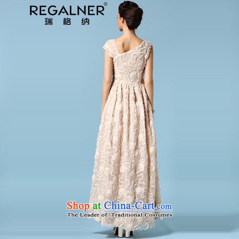 Rui, 2015 New banquet dress shoulder wiping the scoops dresses stereo to drag wrinkle spend long skirt refined apricot , Wagner (REGALNER rui) , , , shopping on the Internet