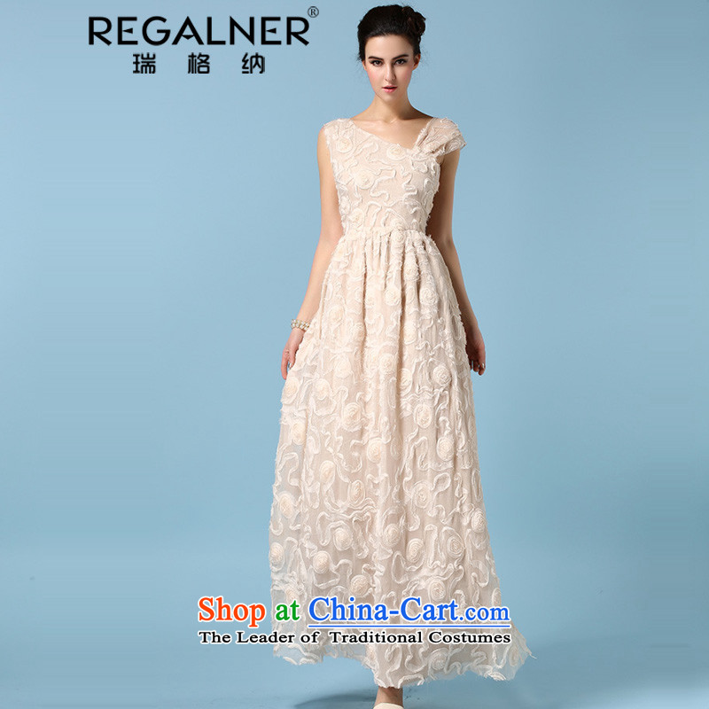Rui, 2015 New banquet dress shoulder wiping the scoops dresses stereo to drag wrinkle spend long skirt refined apricot , Wagner (REGALNER rui) , , , shopping on the Internet