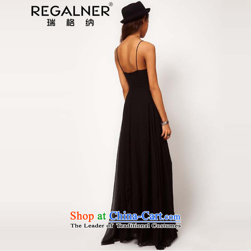 Rui, 2015 spring outfits Western Wind double-layer design large petticoats ceiling skirt black strap long skirt chiffon skirt black , L, Wagner (REGALNER rui) , , , shopping on the Internet