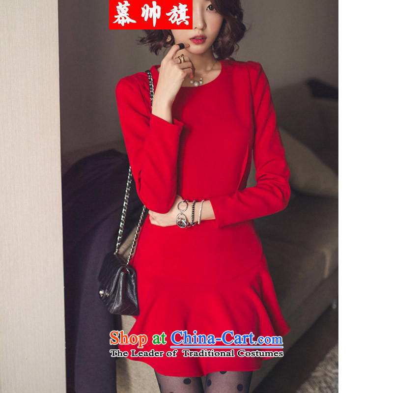 2015 Spring Festival temperament elegant dress forming the Sau San skirt crowsfoot petticoats dresses 9825# festive red , L, the Marshal Flag , , , shopping on the Internet