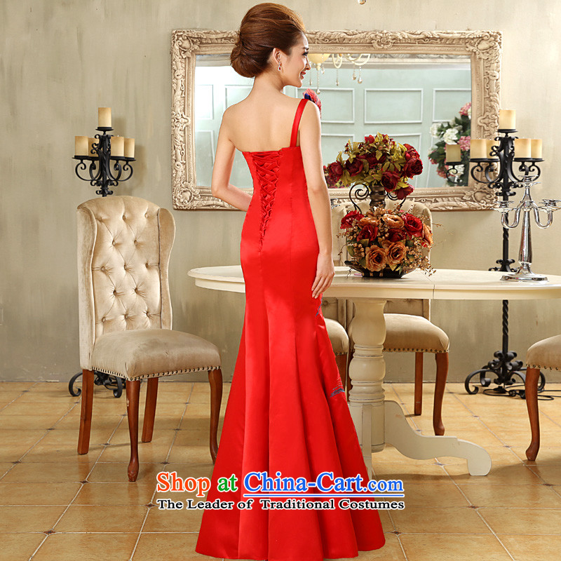 The privilege of serving-leung 2015 new marriages red long single Sau San shoulder will dress bows to the honor of serving XL, red-leung , , , shopping on the Internet