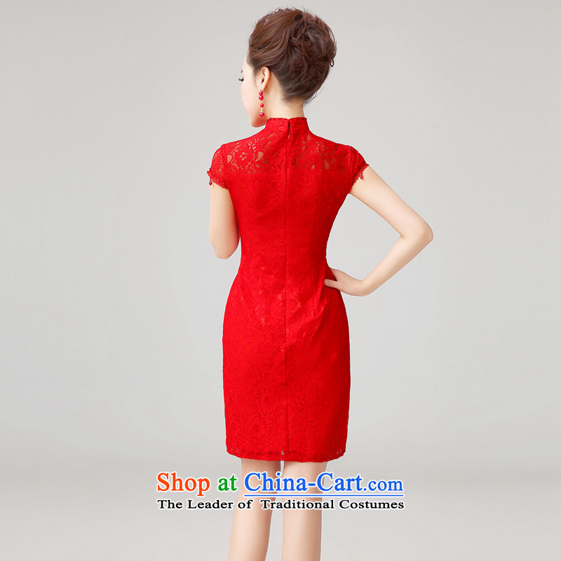 Time Syrian qipao skirt bows services fall short improvements stylish bride, lace marriage word qipao shoulder short-sleeved Chinese Dress XL, Syria has been pressed time shopping on the Internet