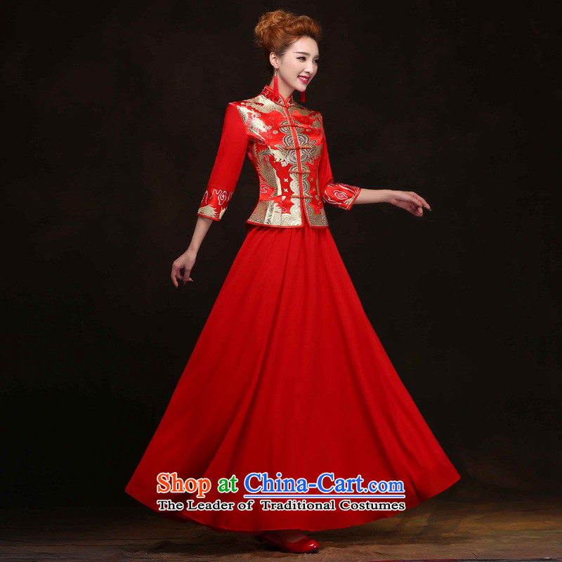 Time in marriage cuff female Syrian Chinese qipao improved stylish Sau San video thin red long service time bride bows XL, Syria has been pressed shopping on the Internet