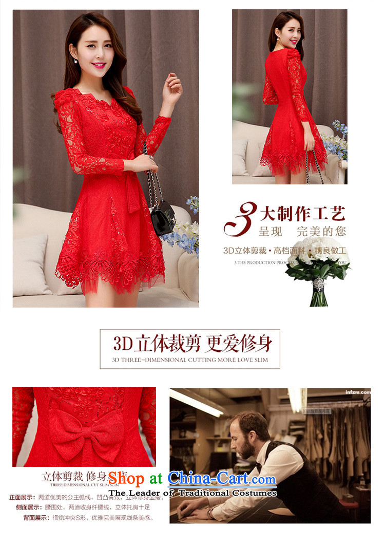 Mindful that the terrace 2015 spring and fall female new Korean fashion sweet temperament Sau San Bow Tie lace forming the dresses married women will be a short skirt small dinner dress red XXL picture, prices, brand platters! The elections are supplied in the national character of distribution, so action, buy now enjoy more preferential! As soon as possible.