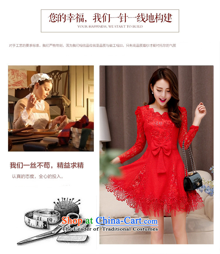 Mindful that the terrace 2015 spring and fall female new Korean fashion sweet temperament Sau San Bow Tie lace forming the dresses married women will be a short skirt small dinner dress red XXL picture, prices, brand platters! The elections are supplied in the national character of distribution, so action, buy now enjoy more preferential! As soon as possible.