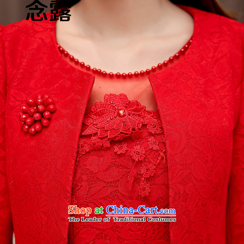 Mindful that the spring 2015 terrace new Korean small jacket married women Sau San bridesmaid dinner will be small dress lace dresses two-piece set with solid red dress vests , L, Mindful that the terrace shopping on the Internet has been pressed.