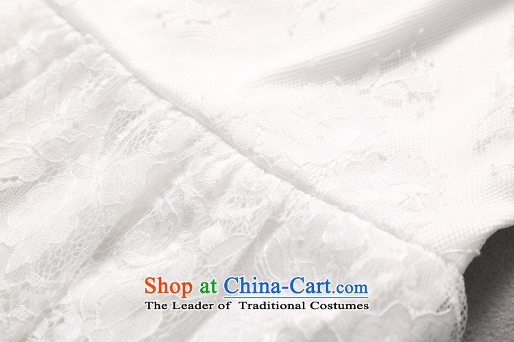 Gibez 3213#2015 Dili hails card Gao Yuanyuan stylish lace short-sleeved stitching edging Sau San dresses white S picture, prices, brand platters! The elections are supplied in the national character of distribution, so action, buy now enjoy more preferential! As soon as possible.