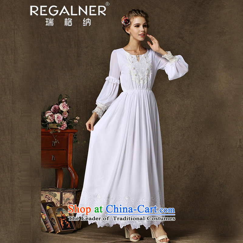 Rui, 2015 Fall/Winter Collections New Classic antique dresses heavy industry spent to drag embroidery fairies pearl collar evening dress white L, Wagner (REGALNER rui) , , , shopping on the Internet