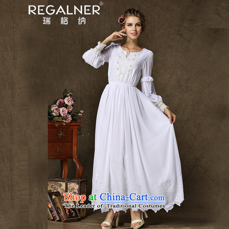 Rui, 2015 Fall/Winter Collections New Classic antique dresses heavy industry spent to drag embroidery fairies pearl collar evening dress white L, Wagner (REGALNER rui) , , , shopping on the Internet