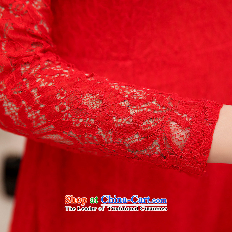 In spring 2015, dream new products lace long-sleeved dresses small red dress girl brides with wedding dress skirt bows services RED M Dream of Bahia , , , shopping on the Internet
