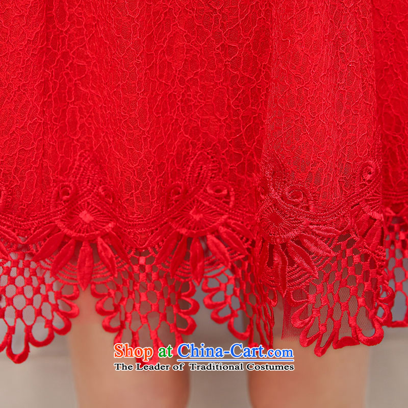 In spring 2015, dream new products lace long-sleeved dresses small red dress girl brides with wedding dress skirt bows services RED M Dream of Bahia , , , shopping on the Internet