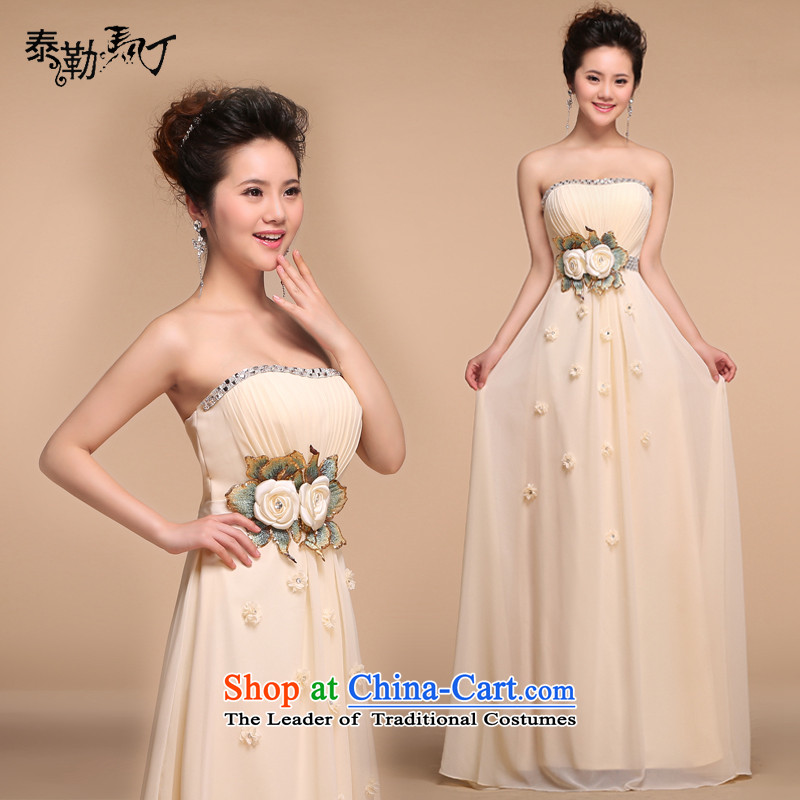 Martin Taylor bridesmaid dress long skirt to 2015 new bridesmaid mission champagne color and Chest Flower annual dinner dress female champagne color L, Martin (TAILEMARTIN Taylor) , , , shopping on the Internet