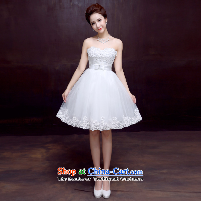 The dumping of the wedding dress summer wedding dresses new bride wiping the chest short 2015, integrated with short skirt as Sau San wedding female white S
