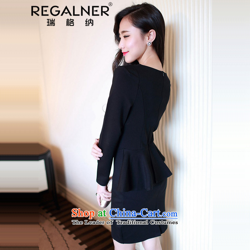 Rui, 2015 Fall/Winter Collections Of new women's sexy Korea long-sleeved Pullover sexy elegant forming the gift of the Sau San skirts and sexy red marriage services dresses black , L, Wagner (REGALNER rui) , , , shopping on the Internet