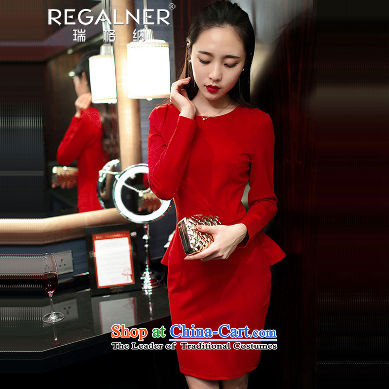 Rui, 2015 Fall/Winter Collections Of new women's sexy Korea long-sleeved Pullover sexy elegant forming the gift of the Sau San skirts and sexy red marriage services dresses black , L, Wagner (REGALNER rui) , , , shopping on the Internet