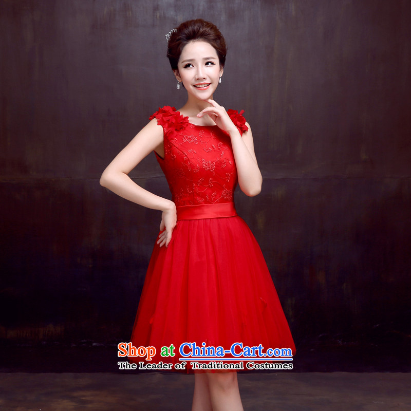 The dumping of the wedding dress wedding dresses new 2015 shoulders bride bows dress flowers red sleeveless RED M, dumping of wedding dress shopping on the Internet has been pressed.