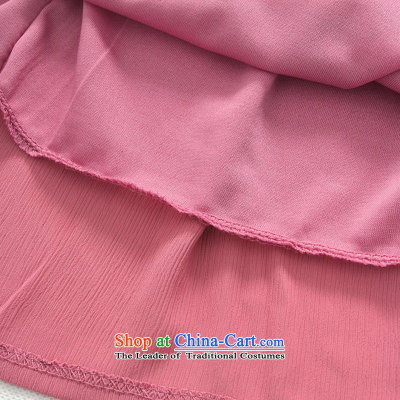 Hiv has been integrated with lace fresh qi elasticated straps bare shoulders long T-shirt larger shirt skirt 9732A-1  XXXL, HIV has pink qi (aiyaqi) , , , shopping on the Internet