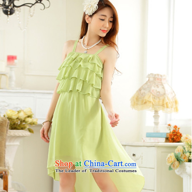 Hiv has been pretty and stylish qi dovetail skirt chiffon niba straps sister skirt dress dresses 9922A-1 fruit green XL, HIV has been qi (aiyaqi) , , , shopping on the Internet