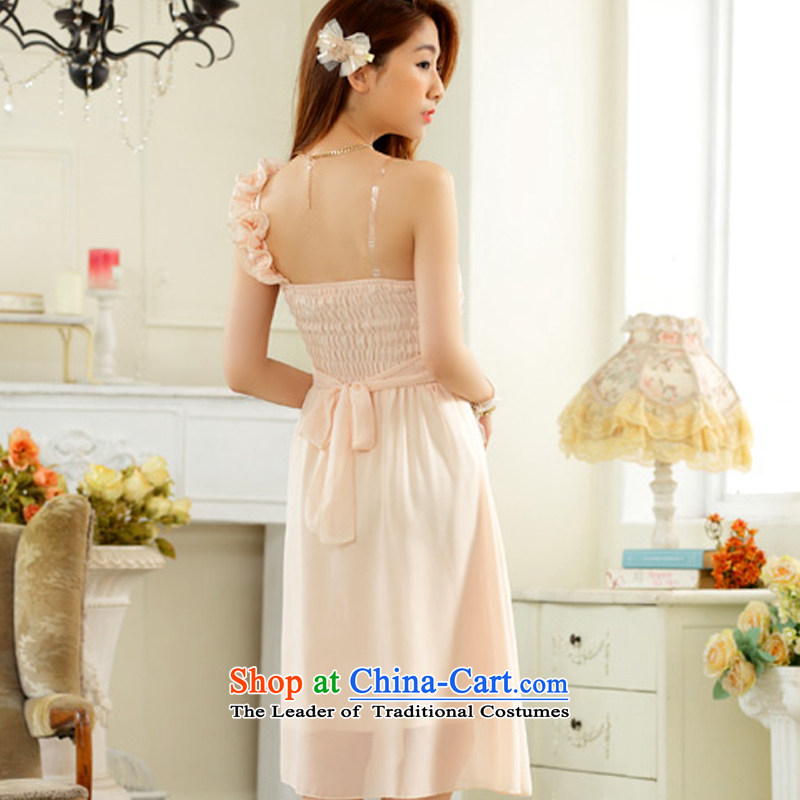 Hiv has stylish wedding season and sisters qi skirt fungus single shoulder foutune chiffon large number, skirts dress dresses 9831A-1  XXL, champagne color has been qi (aiyaqi hiv) , , , shopping on the Internet