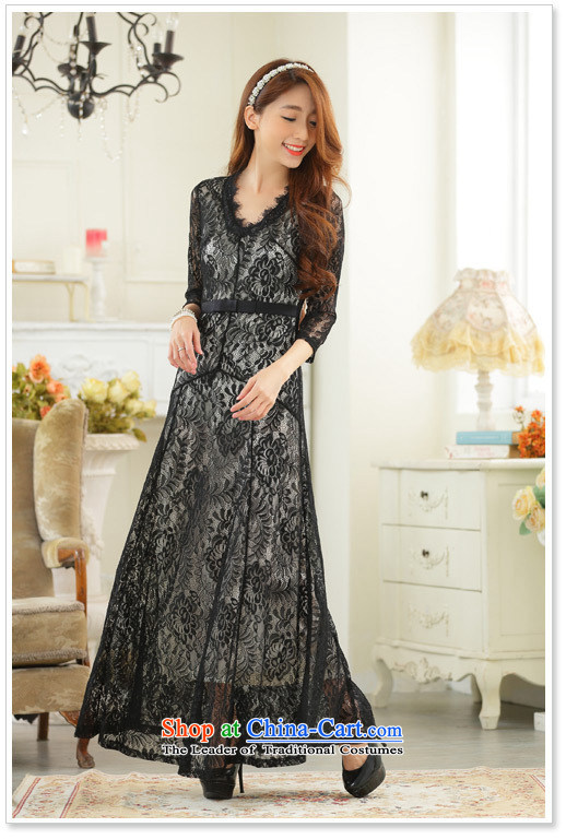 Hiv has been qi big high-end lace sexy V-neck in long-sleeved larger dress dresses 9731A-1 black XXL picture, prices, brand platters! The elections are supplied in the national character of distribution, so action, buy now enjoy more preferential! As soon as possible.