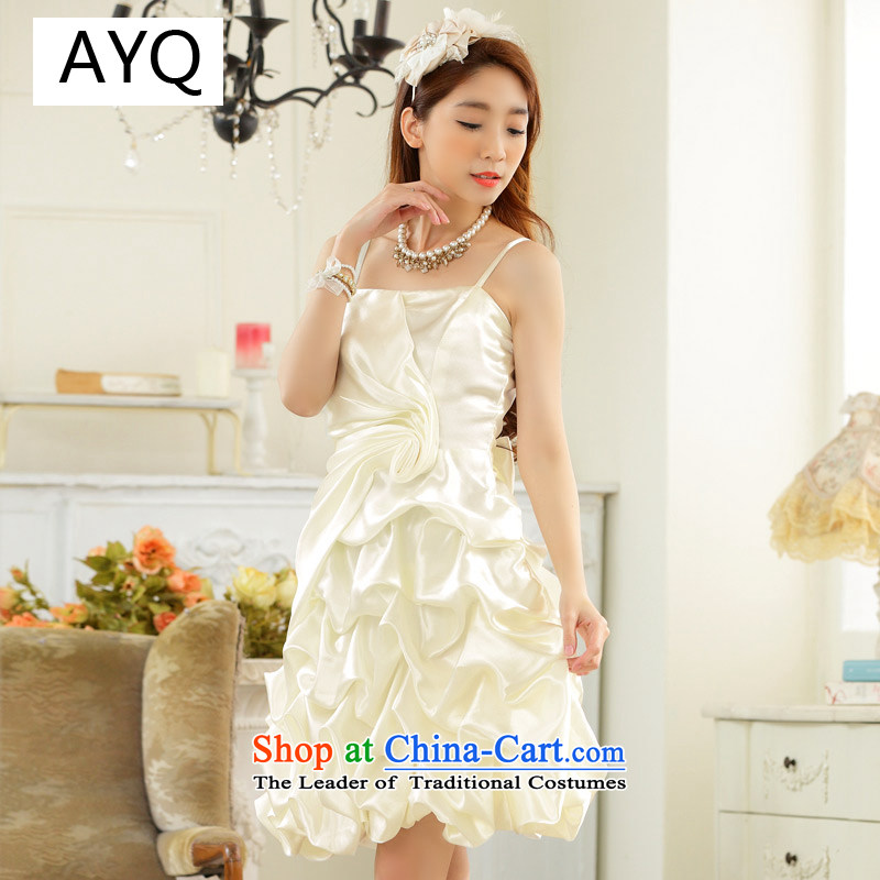 Hiv has been qi stylish evening dress straps for wrinkle show skirt lanterns skirt host dress dresses?9726B-1?White?XXL