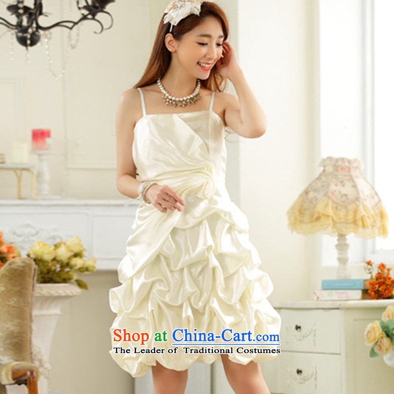 Hiv has been qi stylish evening dress straps for wrinkle show skirt lanterns skirt host dress dresses 9726B-1  XXL, white Shuqi (aiyaqi HIV has been) , , , shopping on the Internet