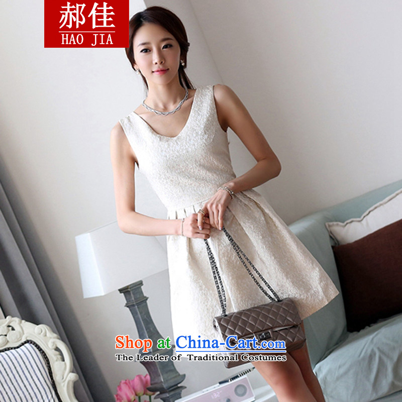 Hao Kai spring and summer 2015 Korean sweet stamp V-neck in the Sau San bridesmaid dress dresses m White L, Hao Kai shopping on the Internet has been pressed.