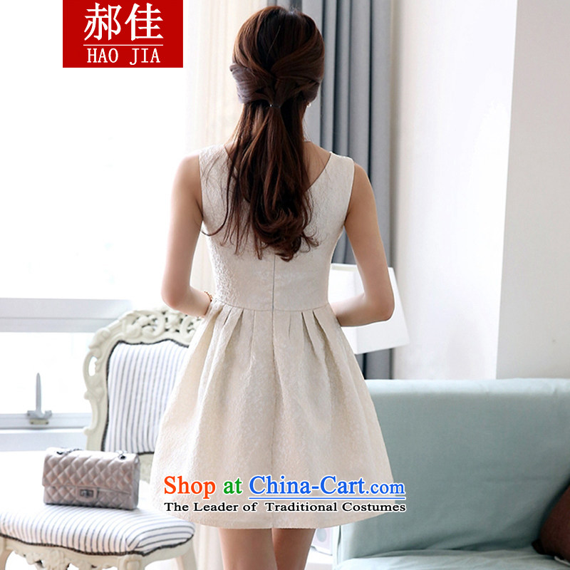 Hao Kai spring and summer 2015 Korean sweet stamp V-neck in the Sau San bridesmaid dress dresses m White L, Hao Kai shopping on the Internet has been pressed.