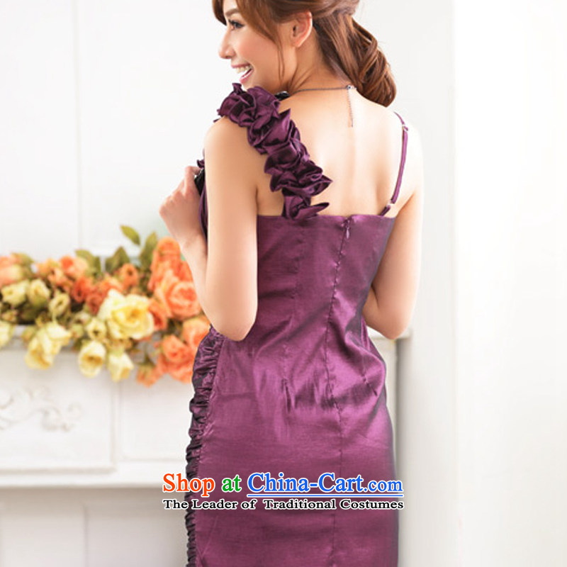 Hiv has been married quarter qi stylish shoulder sister skirt dinner appointment Sau San your abdomen and package dress dresses 9722A-1  XXL, purple (aiyaqi HIV has been qi) , , , shopping on the Internet