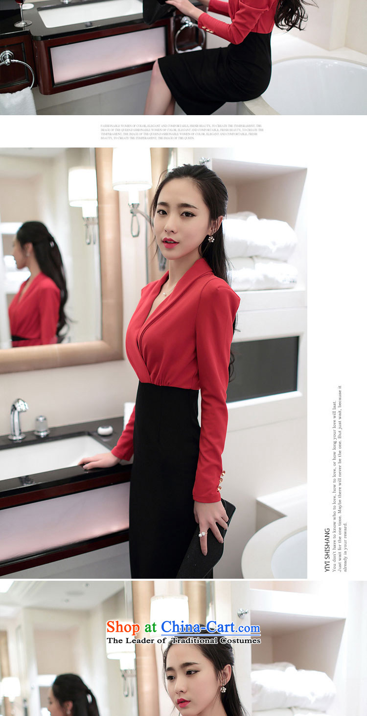 Rui, 2015 Fall/Winter Collections Of new women's sexy aristocratic temperament long-sleeved gown sexy beauty package and forming the women's dresses red and black L picture, prices, brand platters! The elections are supplied in the national character of distribution, so action, buy now enjoy more preferential! As soon as possible.