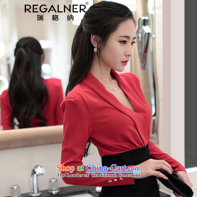 Rui, 2015 Fall/Winter Collections Of new women's sexy aristocratic temperament long-sleeved gown sexy beauty package and forming the women's dresses red and black , L, Wagner (REGALNER rui) , , , shopping on the Internet