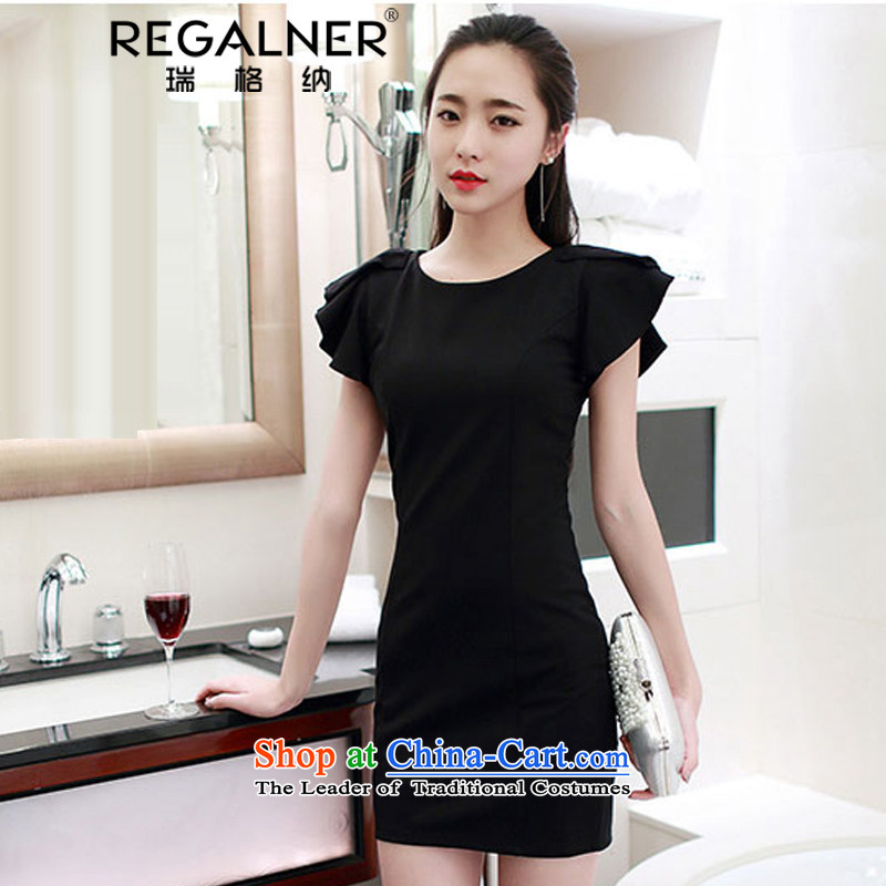 In the autumn of 2015, New sexy female aristocratic Sau San billowy flounces sexy beauty package and sexy nightclubs dresses small black skirt M Rui dresses, (REGALNER) , , , shopping on the Internet