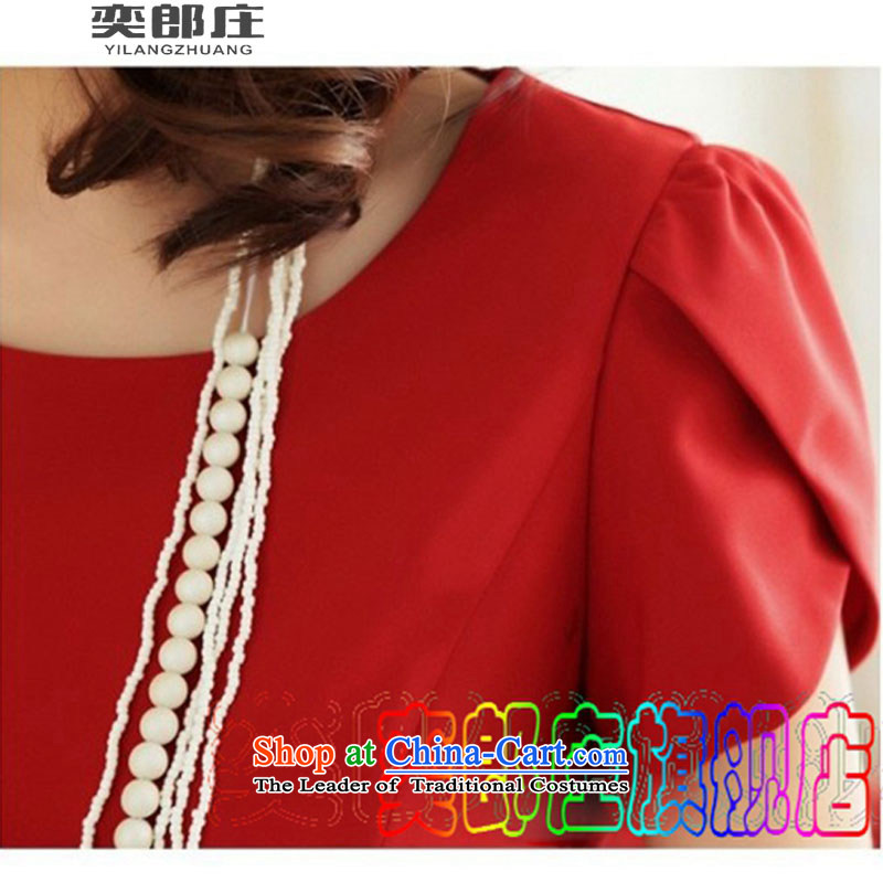 Eason Chan Who Zhuang plus large-thick wool female red video thin dresses larger brides with marriage bows dress the door onto large red M Yik 5035 Lang (YILANGZHUANG Zhuang) , , , shopping on the Internet