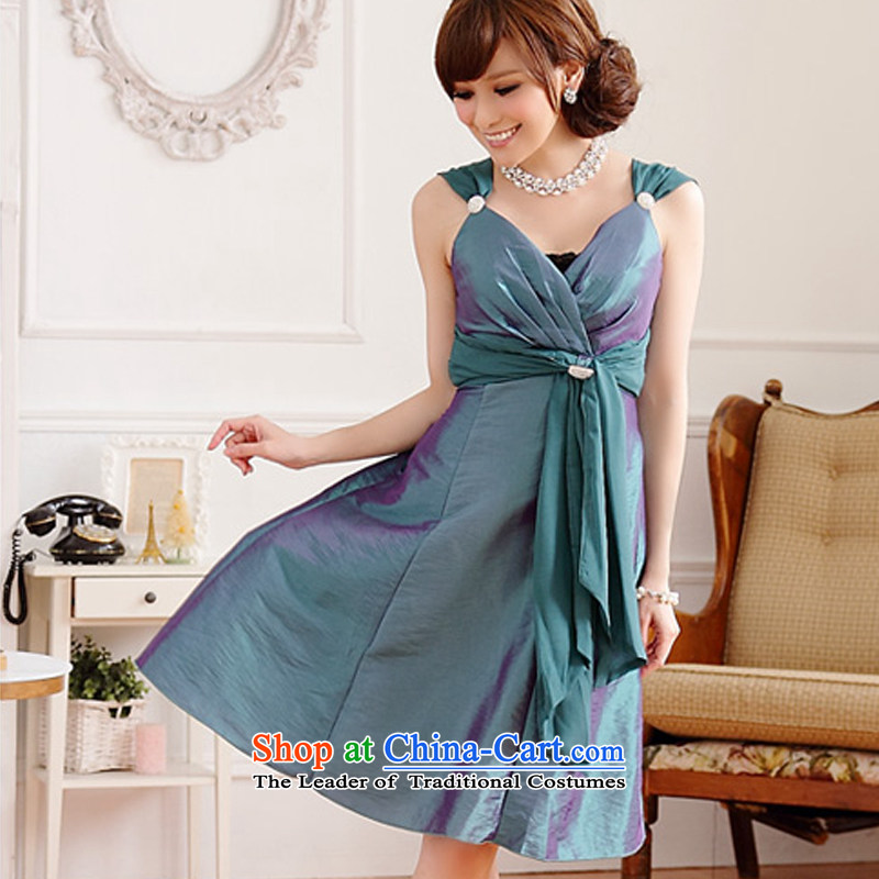 Hiv has gorgeous banquet qi breast thin waist V-neck tie strap with diamond dress skirt (diamonds may be removed with girdles chest)  has HIV XXL, 9506A-1 green qi (aiyaqi) , , , shopping on the Internet