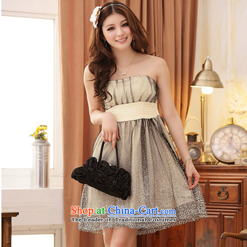 Hiv has been qi mini super star gauze Foutune of chest princess dress skirt (sent stealth shoulder strap) 9101A-1  XXXL, champagne color has been qi (aiyaqi hiv) , , , shopping on the Internet